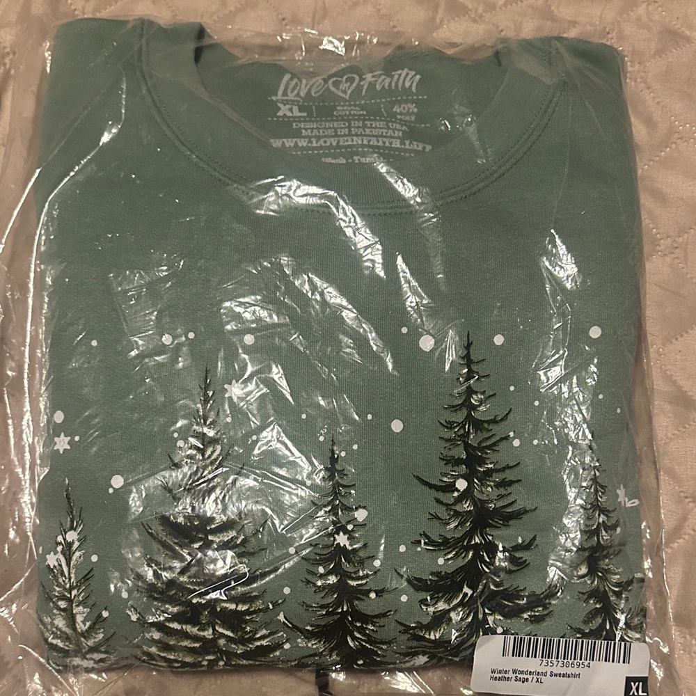 Love Faith Green Graphic Sweatshirt